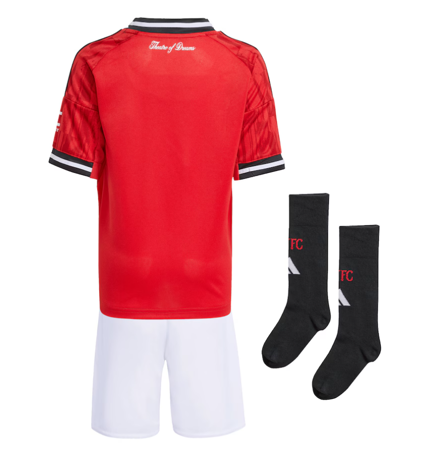 Kids Manchester United Home Soccer Kits 25-26 (Jersey+Shorts+Socks)