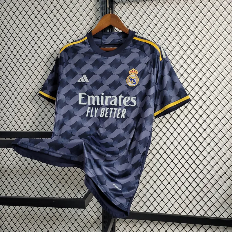 23-24 Real Madrid Away black blue white yellow Soccer Jersey