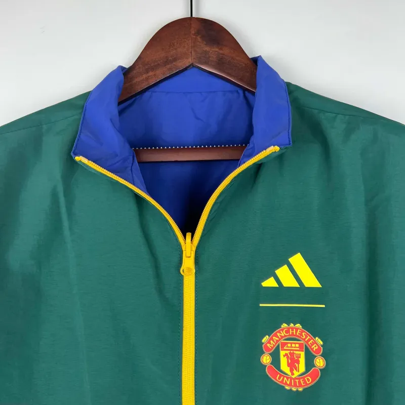 2023-2024 Manchester United Reversible Windbreaker（Blue-Green）Soccer Jersey 1:1 Thai Quality