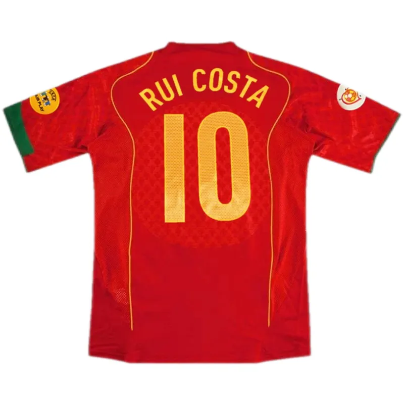 2004 Portugal Retro Jersey Home Euro Cup