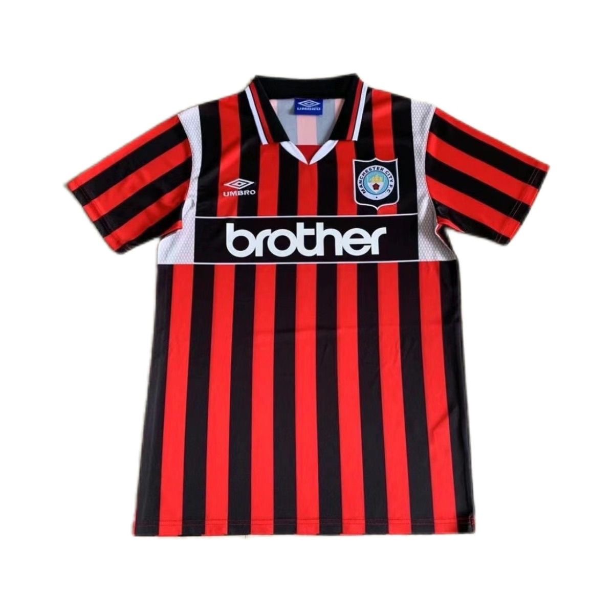 1994-1996 Man City Away Red Retro Soccer Jersey