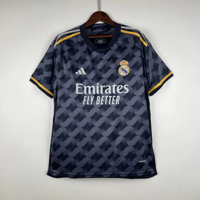 23-24 Real Madrid Away black blue white yellow Soccer Jersey