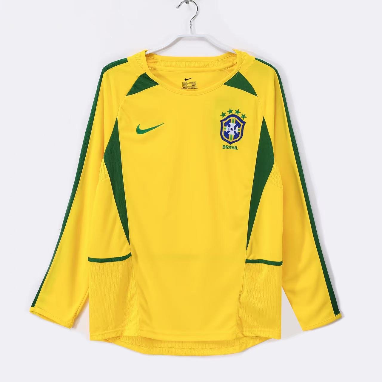 Brazil Home Retro Long Sleeve Jersey 2002