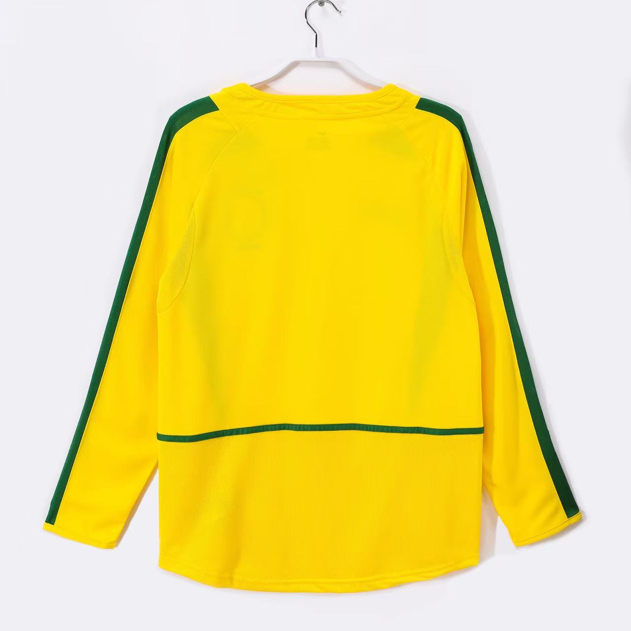 Brazil Home Retro Long Sleeve Jersey 2002
