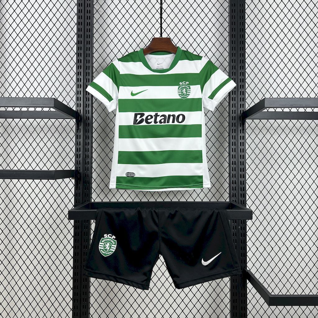 Sporting CP Home Soccer Jersey Kids Kit 2025-26 （Jersey+Shorts）