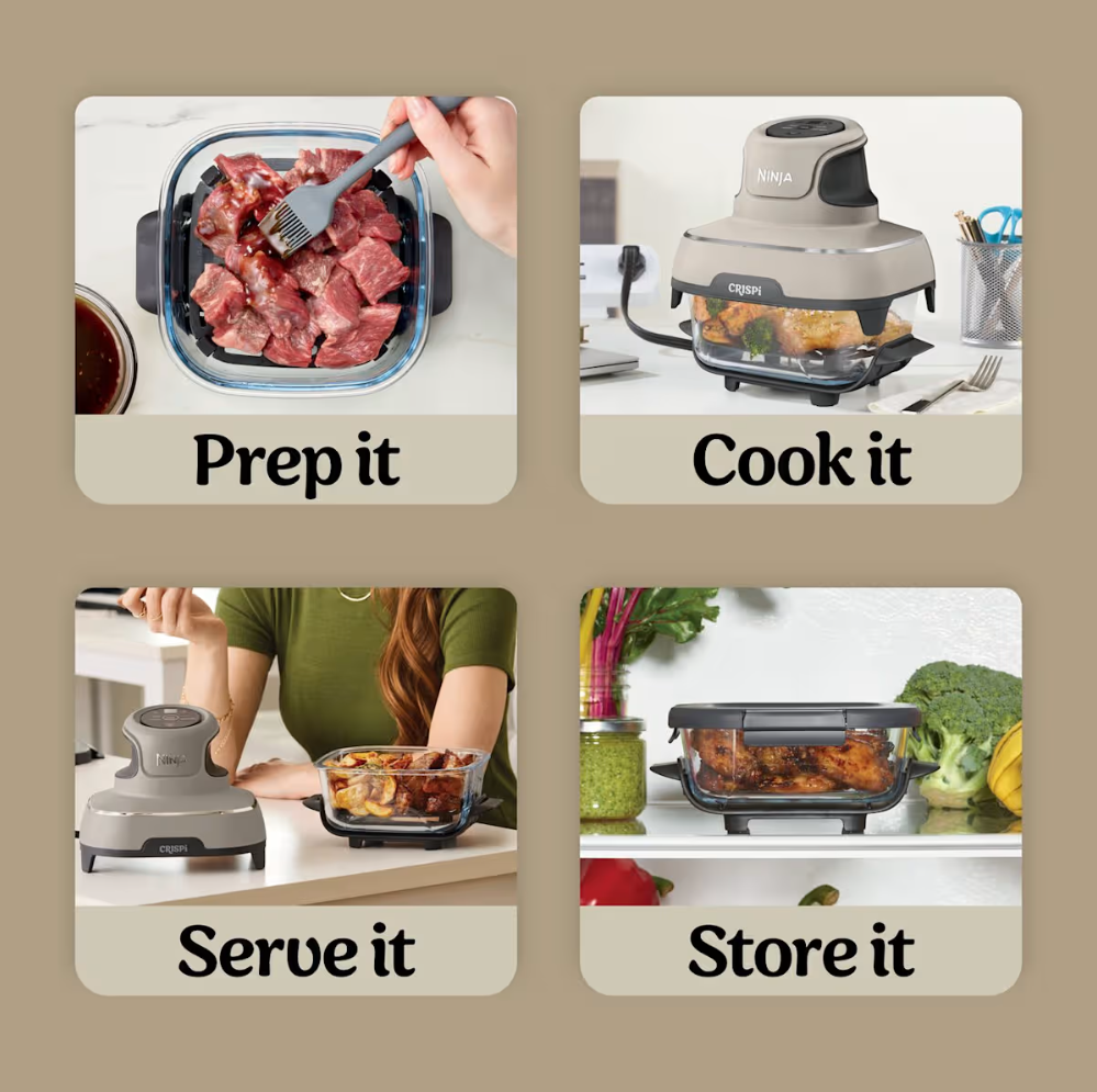 🔥 Today's Flash Deal | Ninja CRISPi 4-in-1 Portable Glass Air Fryer - 4-Cooking Modes & 7-Min Quick Meal