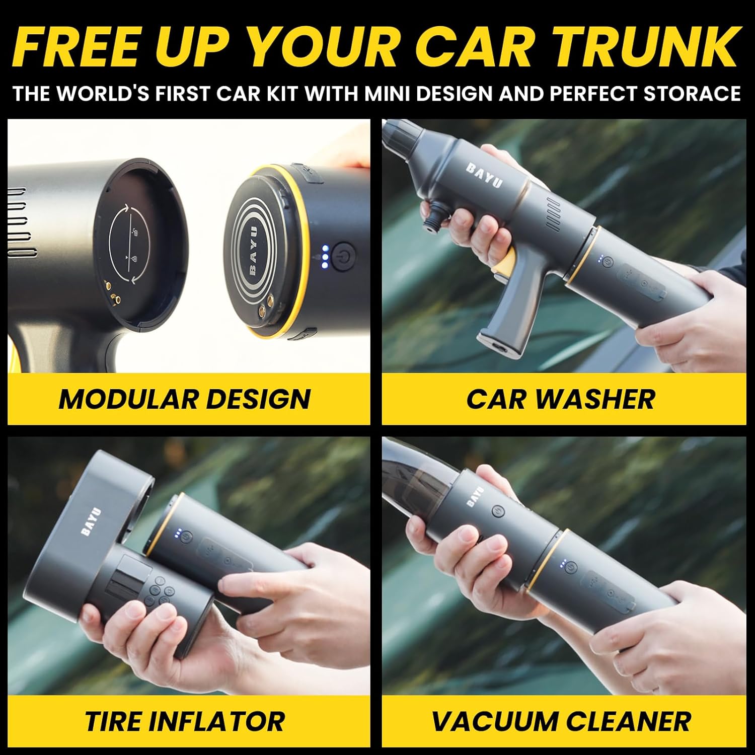 🔥 Today's Flash Deal – BAYU 6 in 1 Car Smart Kit | ar Vacuum Cleaner & Universal Battery, Cordless Pressure Washer