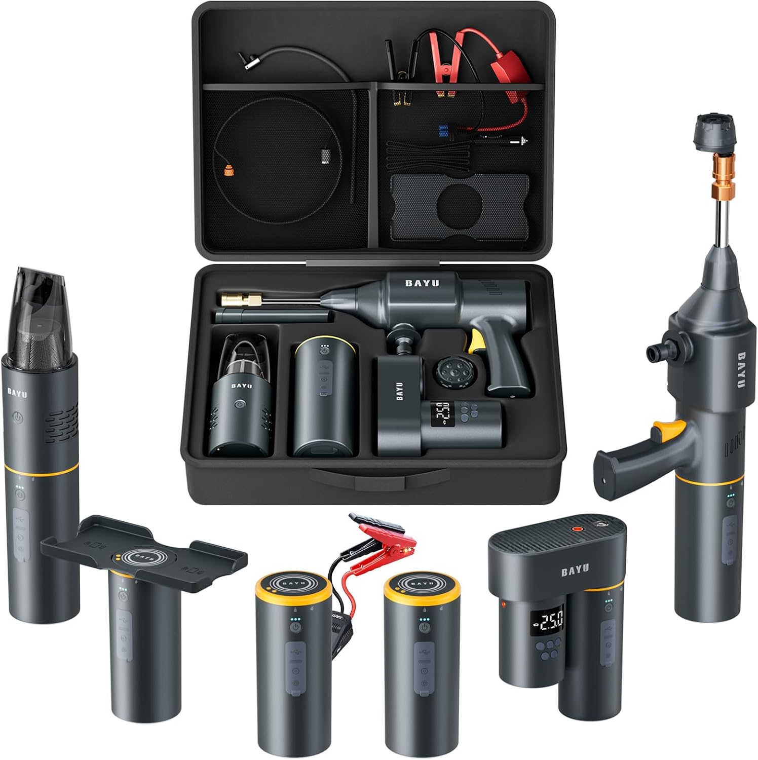 🔥 Today's Flash Deal – BAYU 6 in 1 Car Smart Kit | ar Vacuum Cleaner & Universal Battery, Cordless Pressure Washer