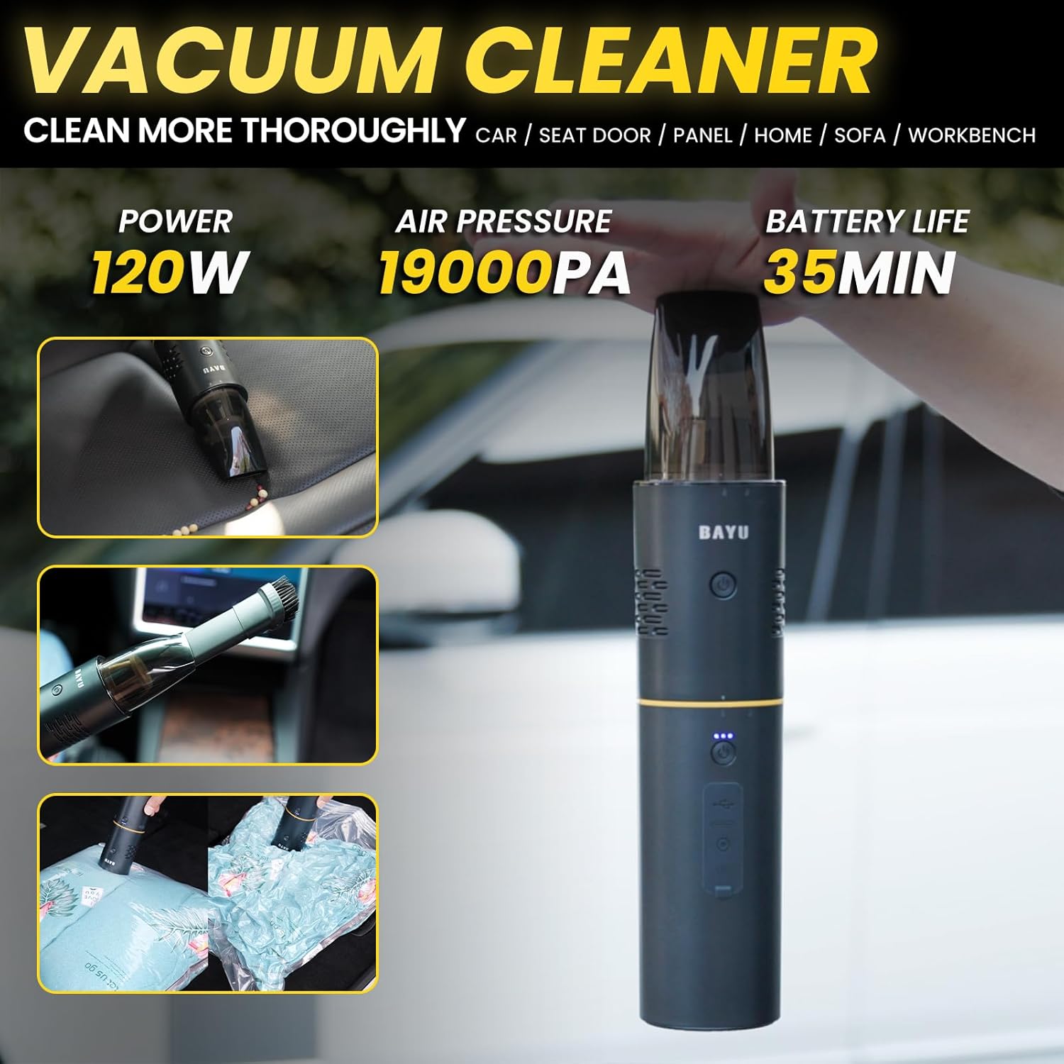 🔥 Today's Flash Deal – BAYU 6 in 1 Car Smart Kit | ar Vacuum Cleaner & Universal Battery, Cordless Pressure Washer