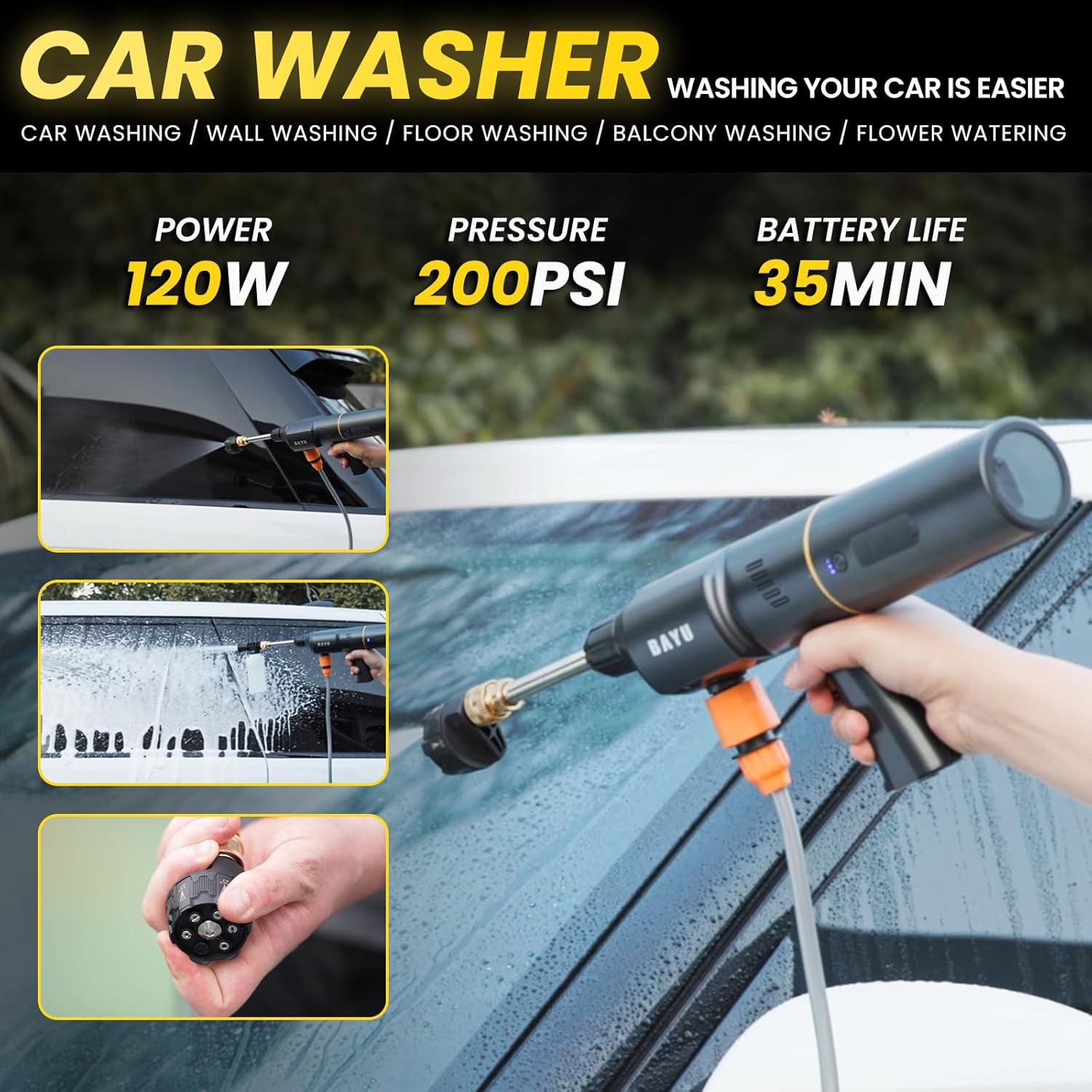 🔥 Today's Flash Deal – BAYU 6 in 1 Car Smart Kit | ar Vacuum Cleaner & Universal Battery, Cordless Pressure Washer