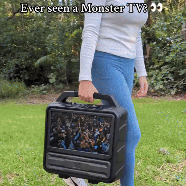 Monster Vision 2 Portable Entertainment System: 15.6”25H Long Playback, 2 HDMI Ports for Streaming & Gaming | Portable TV