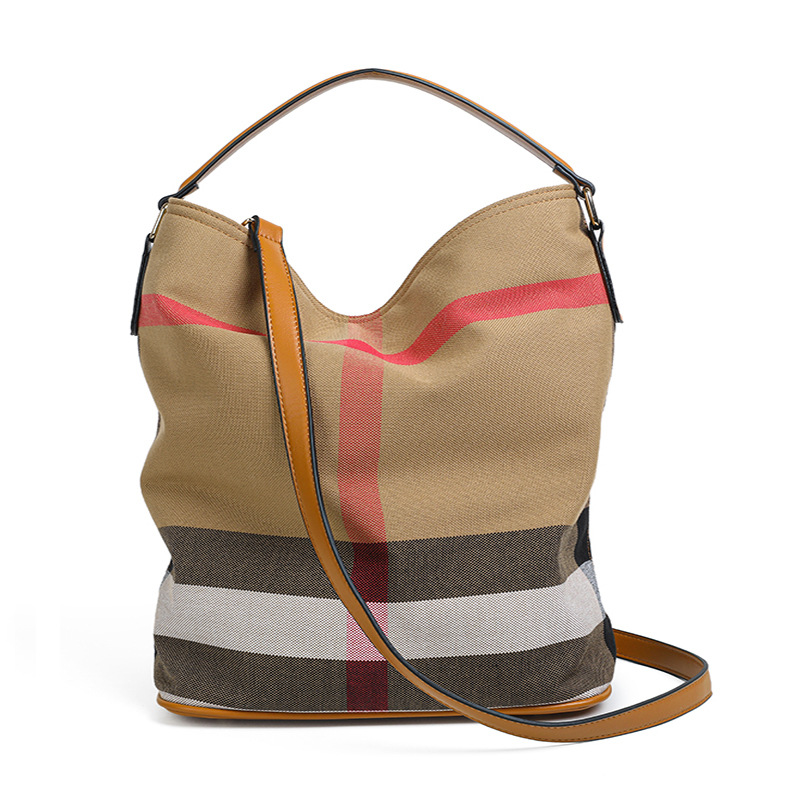Rolavencia Check Convertible Hobo Bucket Bag