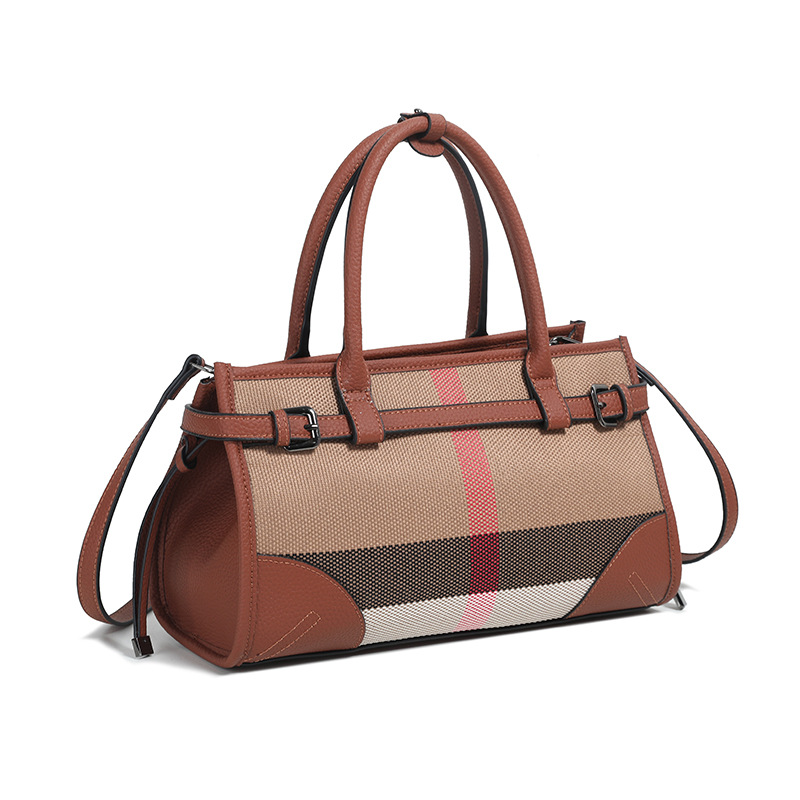 Rolavencia Check Structured Satchel Bag