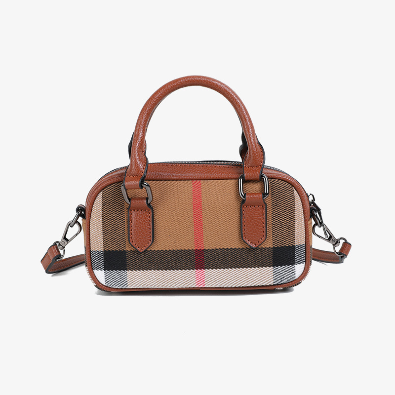 Rolavencia Check Mini Barrel Satchel Bag