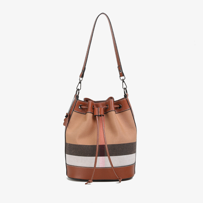 Rolavencia Check Drawstring Bucket Bag