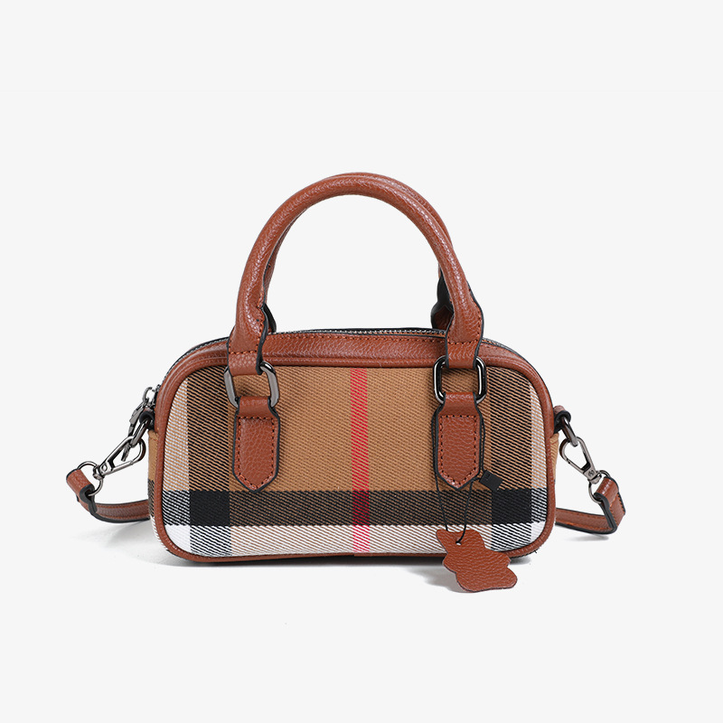 Rolavencia Check Mini Barrel Satchel Bag