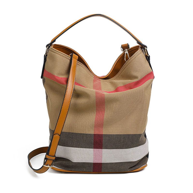Rolavencia Check Convertible Hobo Bucket Bag