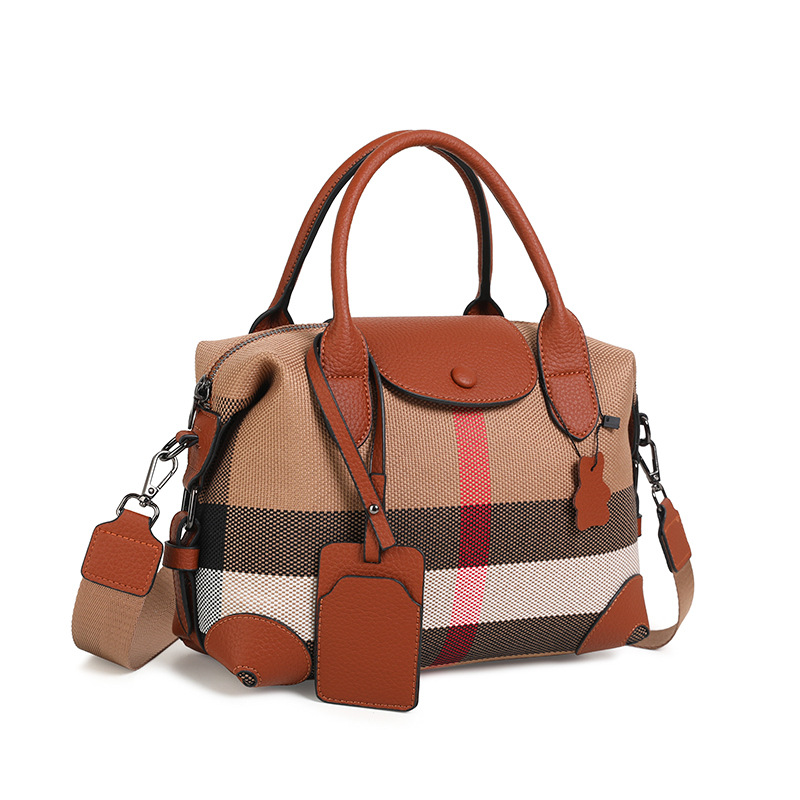 Rolavencia Check Structured Dome Satchel Bag