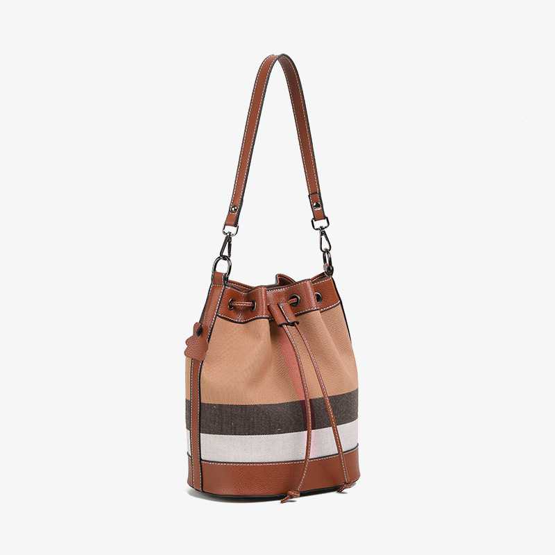 Rolavencia Check Drawstring Bucket Bag