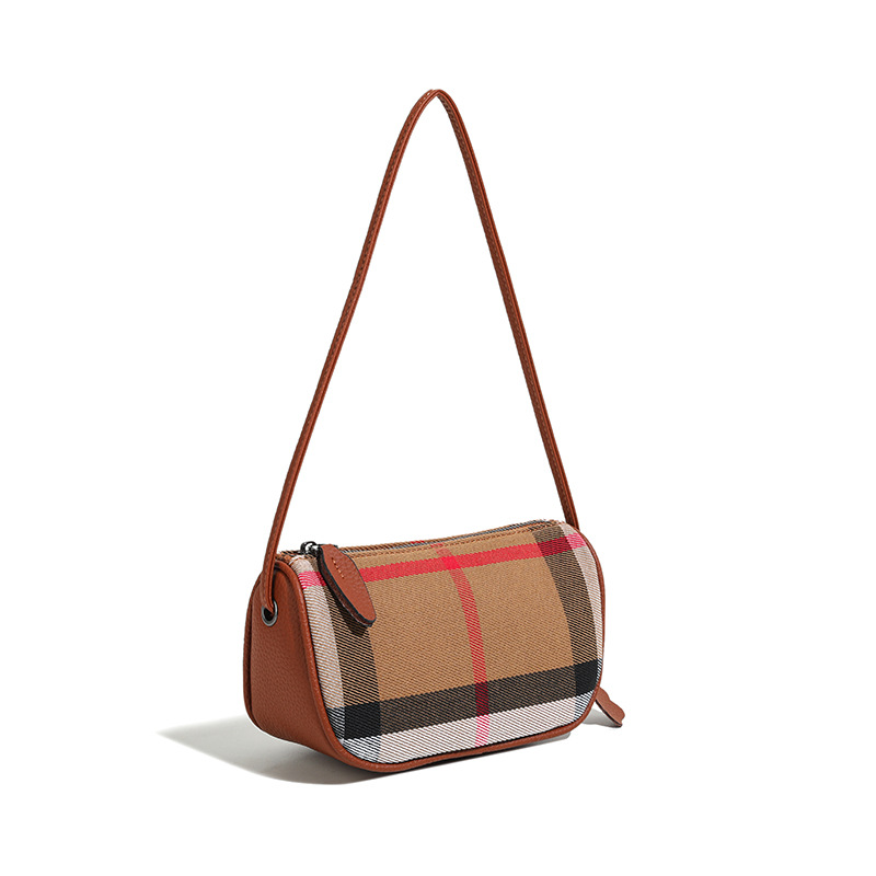 Rolavencia Check Mini Barrel Crossbody Bag