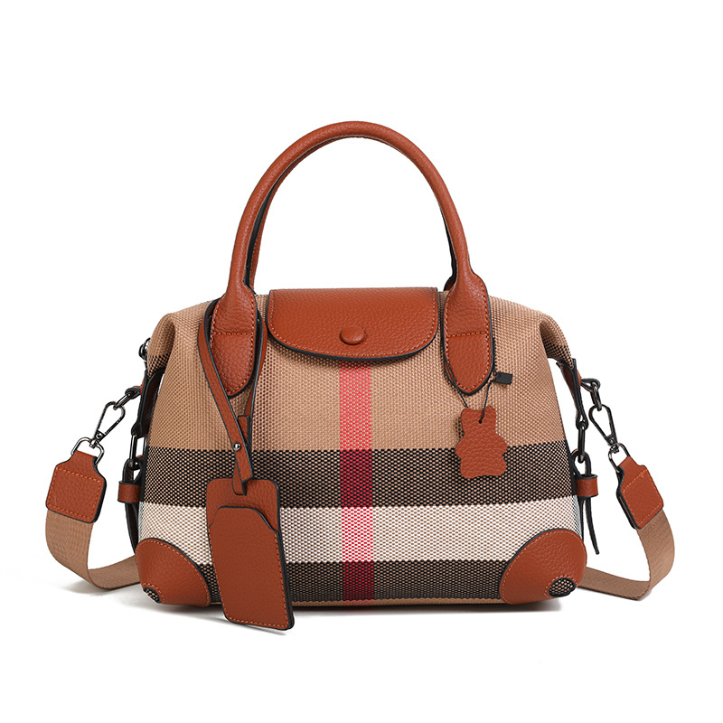 Rolavencia Check Structured Dome Satchel Bag