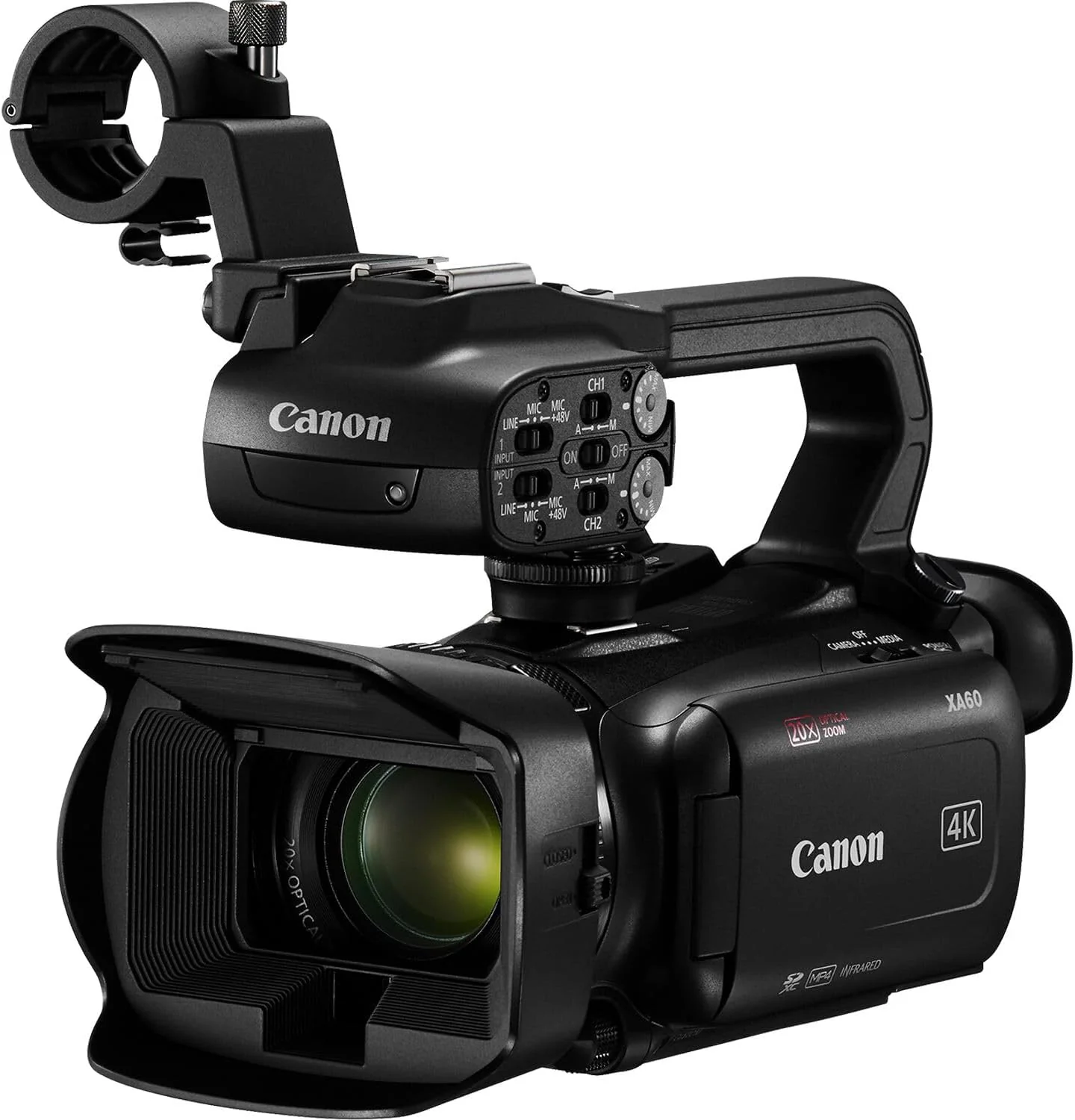 Canon XA60 Professional 4K UHD Camcorder with 20x Optical Zoom, UVC Livestreaming, Dual SD Slots, Optical Stabilization, 3.5