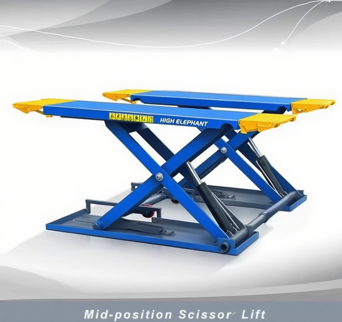 Mobile Auto Shop Hydraulic Scissor Lifting Machine MID Rise Portable Car Lift
