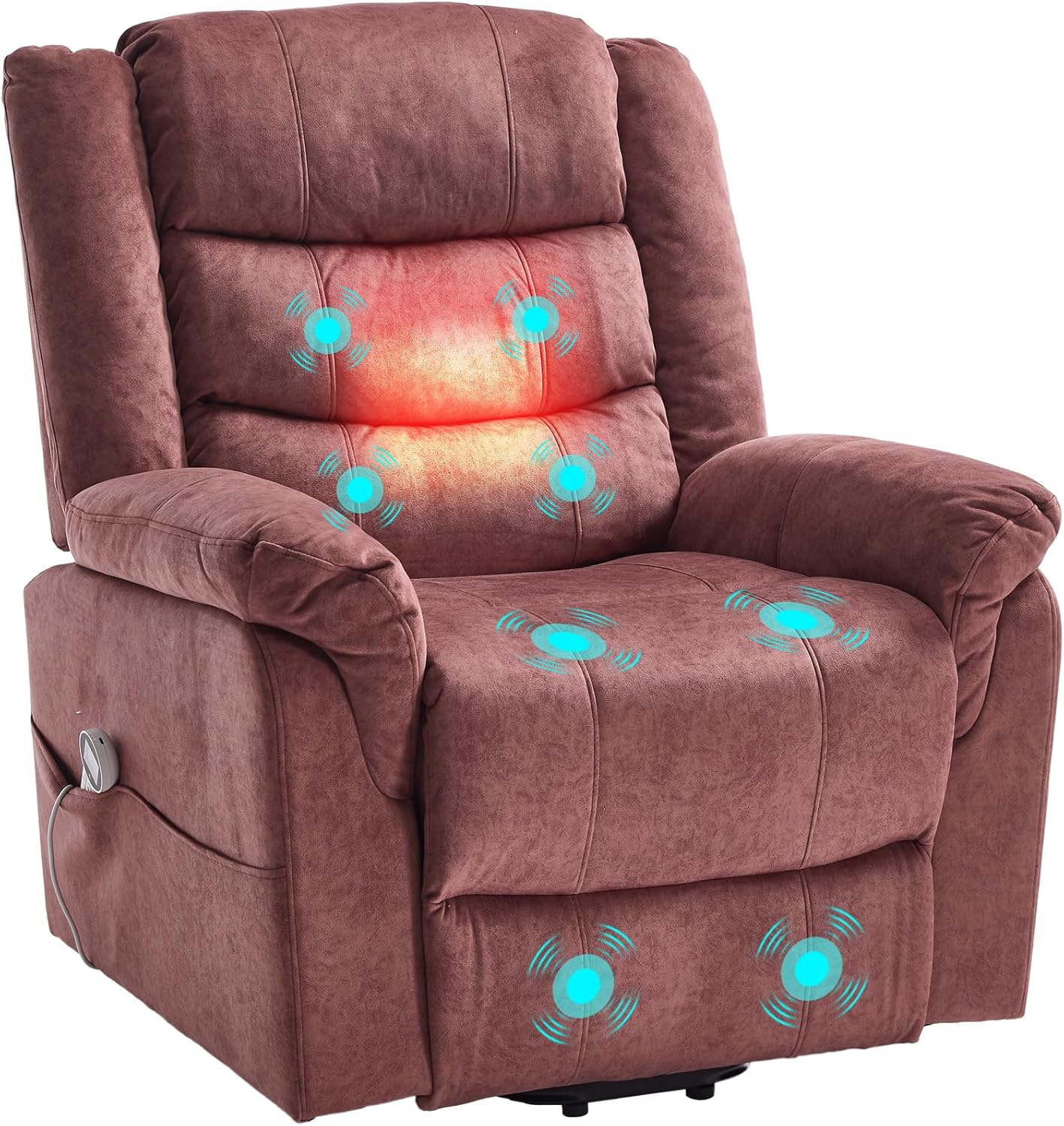 Electric TV chair with standing assistance, massage chair with heating function, adjustable remote control with lying function, sleep function and foot, weighing 220 kilograms, grey suede