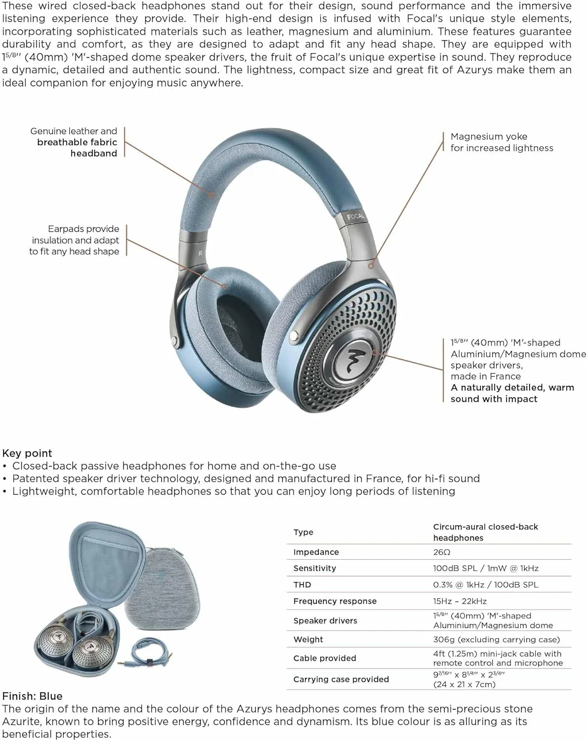 Focal AZURYS High-Fidelity Closed-Back Headphones