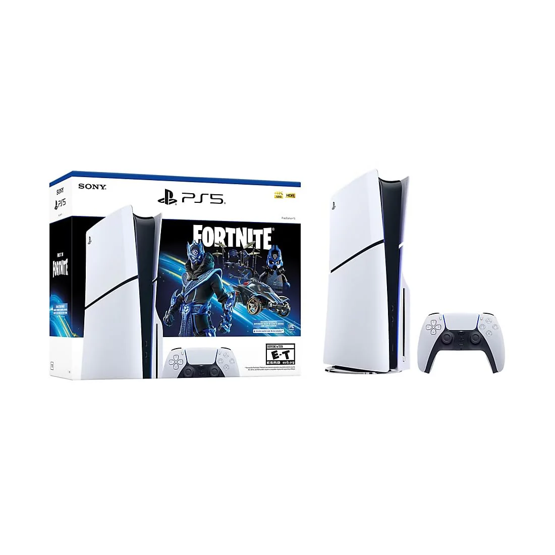 PlayStation 5 Slim Upgraded 2TB Disc Edition Fortnite Cobalt Star Bundle with Wireless Controller and Controller Case - White, Slim PS5 2TB PCIe SSD Gaming Console with Disc Drive