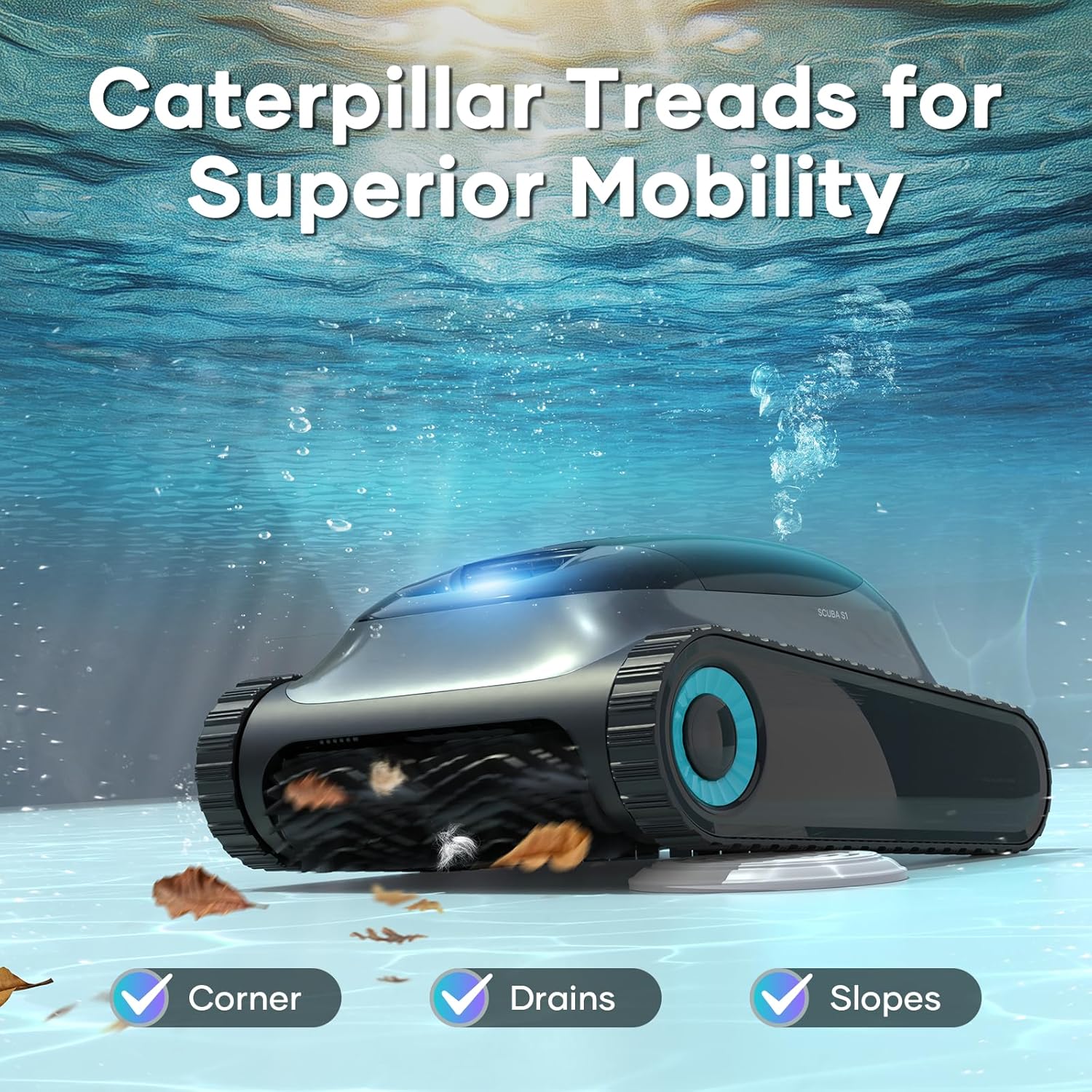 AIPER Scuba S1 Robot Pool Floor and Walls, Water Line, Cordless Pool Vacuum, 4 Modes, 150Min Battery Life, Climbing Walls, Intelligent Navigation 2.0, Ideal for In-Ground Pools 150㎡