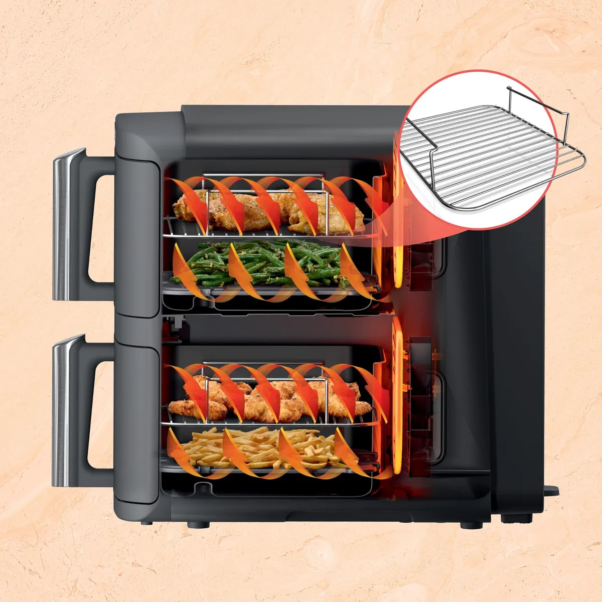 Freidora de aire Ninja 9.5 Litros Doublestack XL | Doble Canasta | 6 Programas de Cocción | SL401